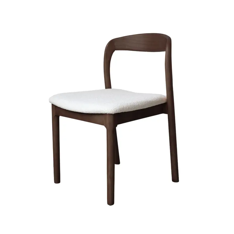 Silla de comedor Chale - H76,5 cm - Humo - Tejido bouclé marfil
