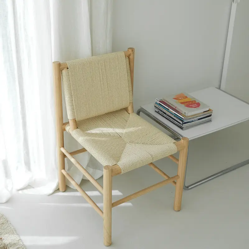Silla de comedor Charly - Roble/ Ratán natural