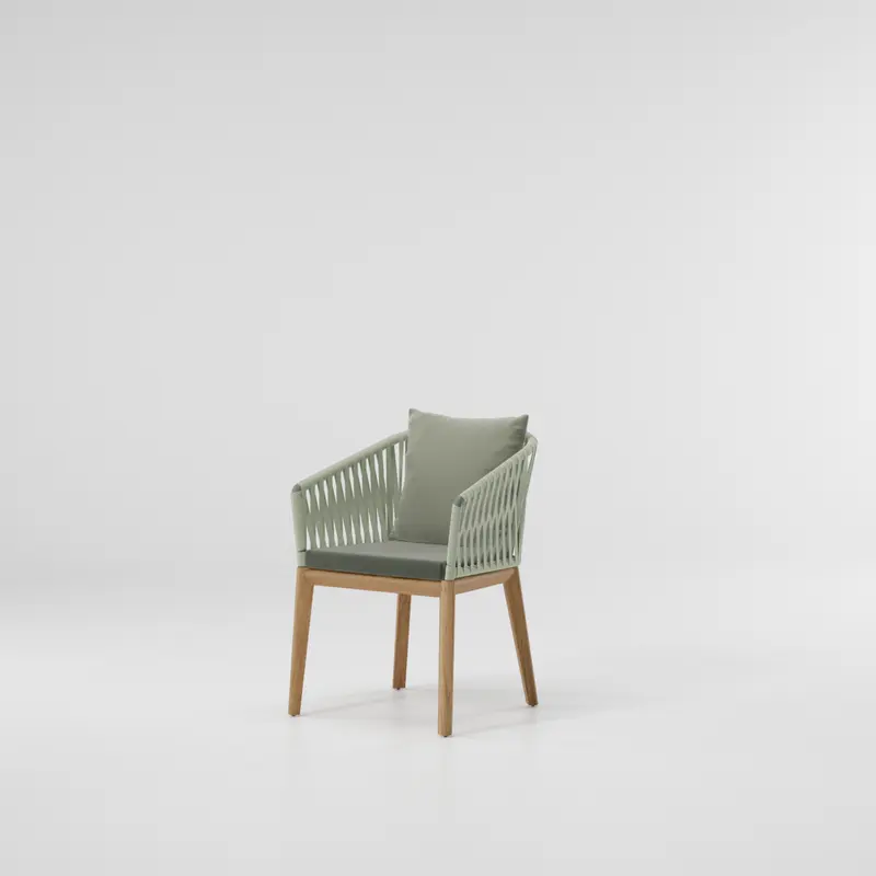 Silla de comedor con brazos Bitta Bela Rope | Pie de teca N00 | Cuerda Z21