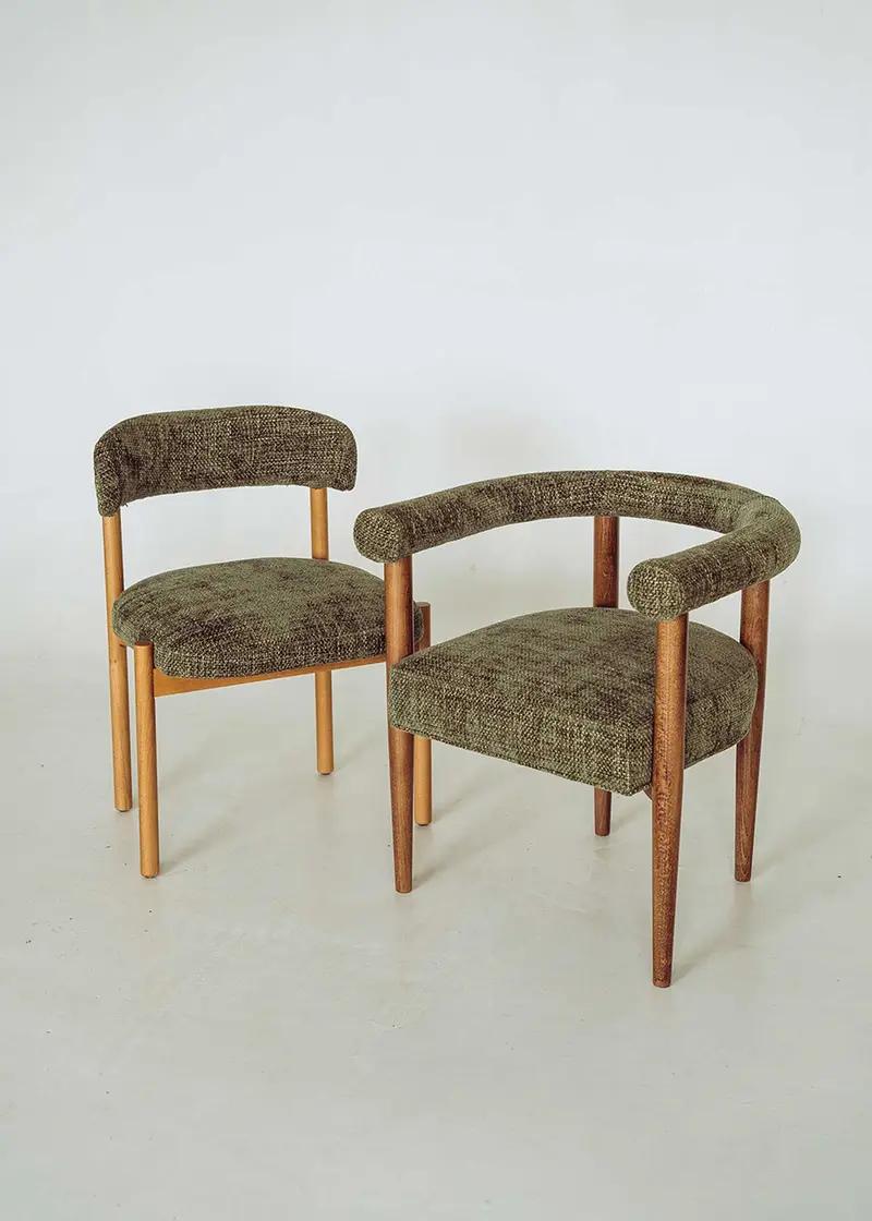 Silla de comedor de madera verde