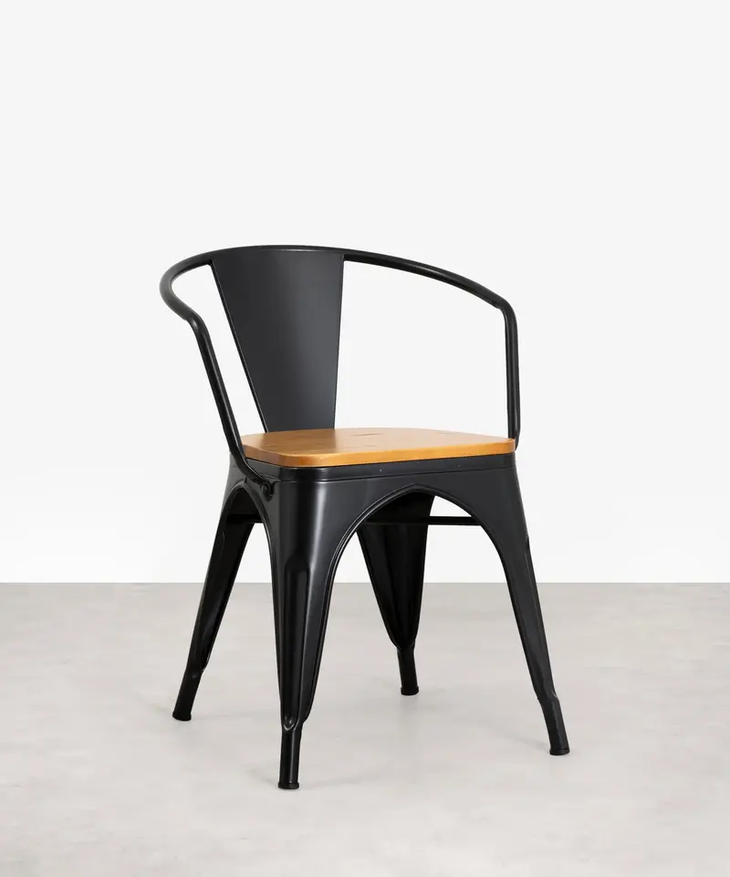 Silla de Comedor de Metal y Madera Tolik Wood