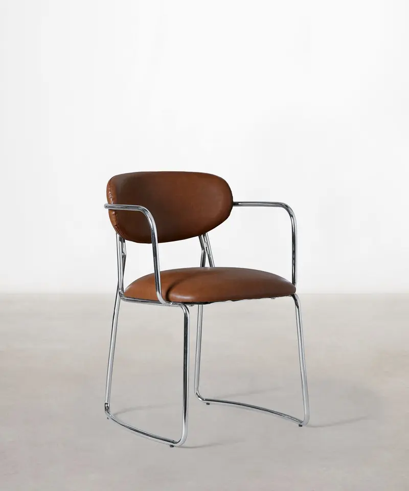 Silla de Comedor de Polipiel y Metal con Reposabrazos Moritz PU