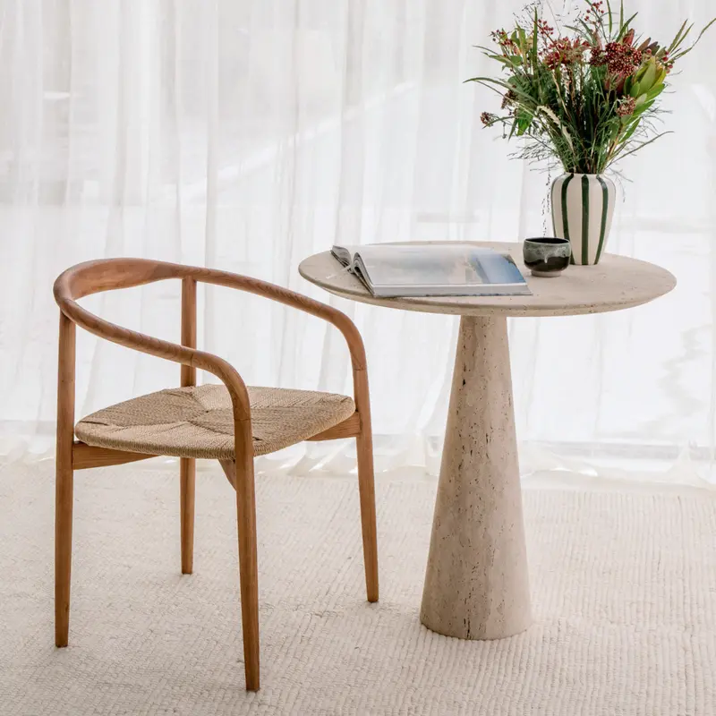 Silla de comedor Ely - Nogal claro - Asiento rectangular - Asiento tejido