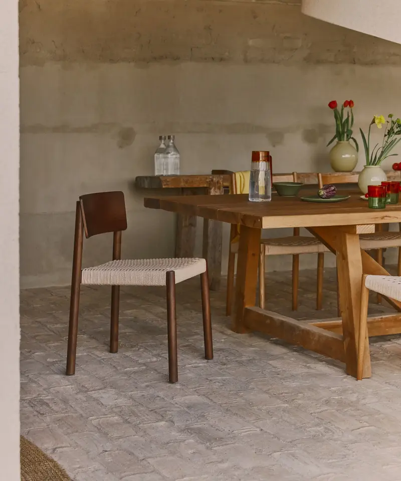 Silla de Comedor en Madera y Cuerda Trenzada Ares