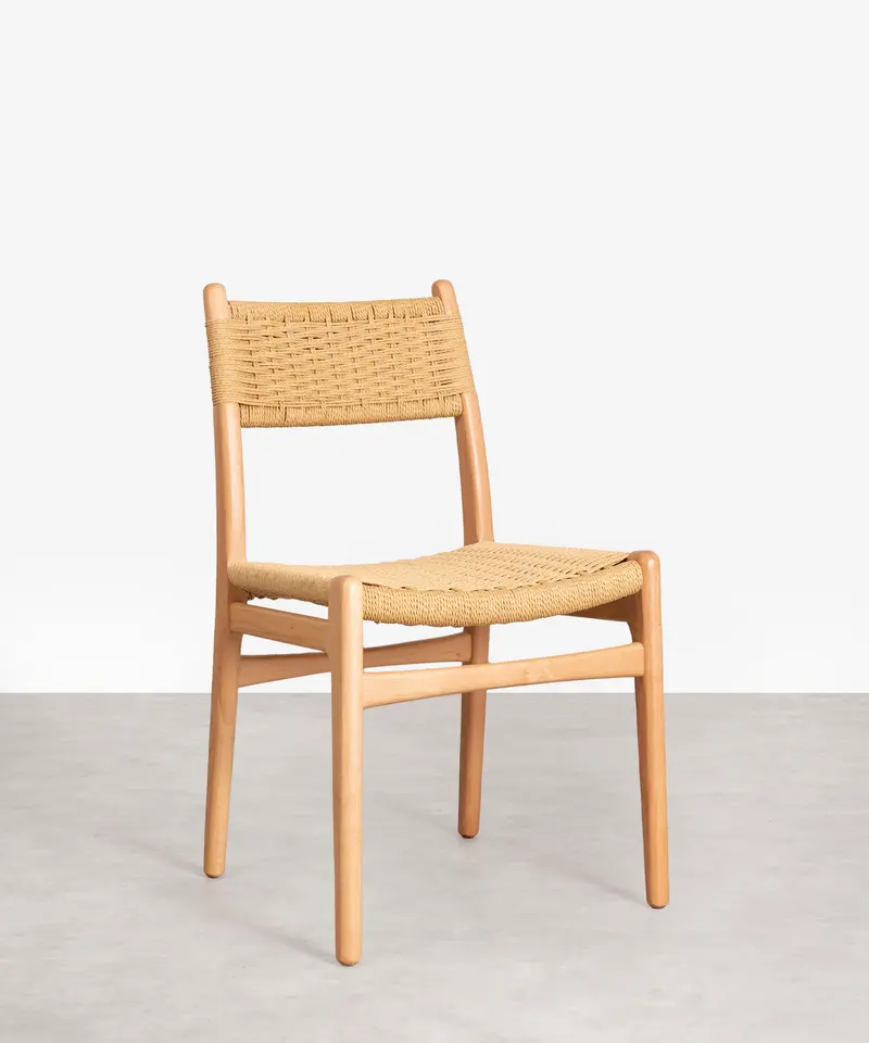 Silla de Comedor en Madera y Cuerda Trenzada Elowen