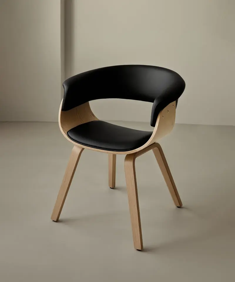 Silla de Comedor en Madera y Polipiel Beckett