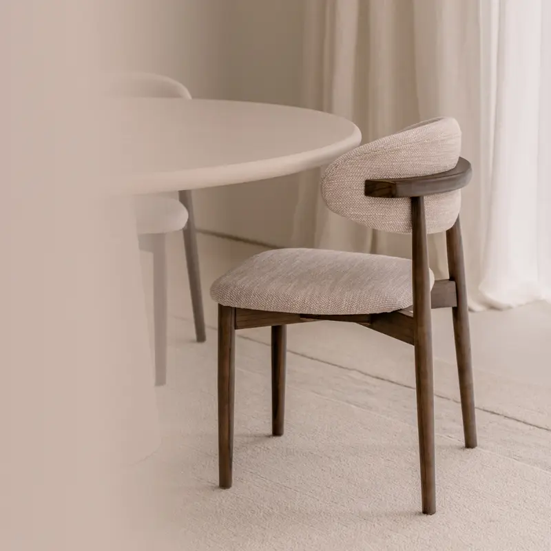 Silla de comedor Eve - Smoke - Asiento de tela - Tejido Sandstone spotted