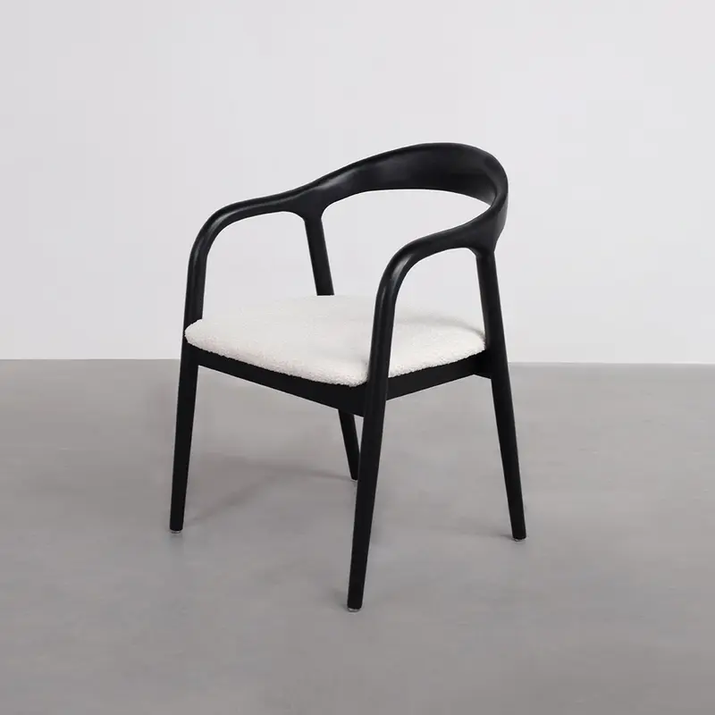 Silla de comedor - Muret - Asiento bouclé - Negro