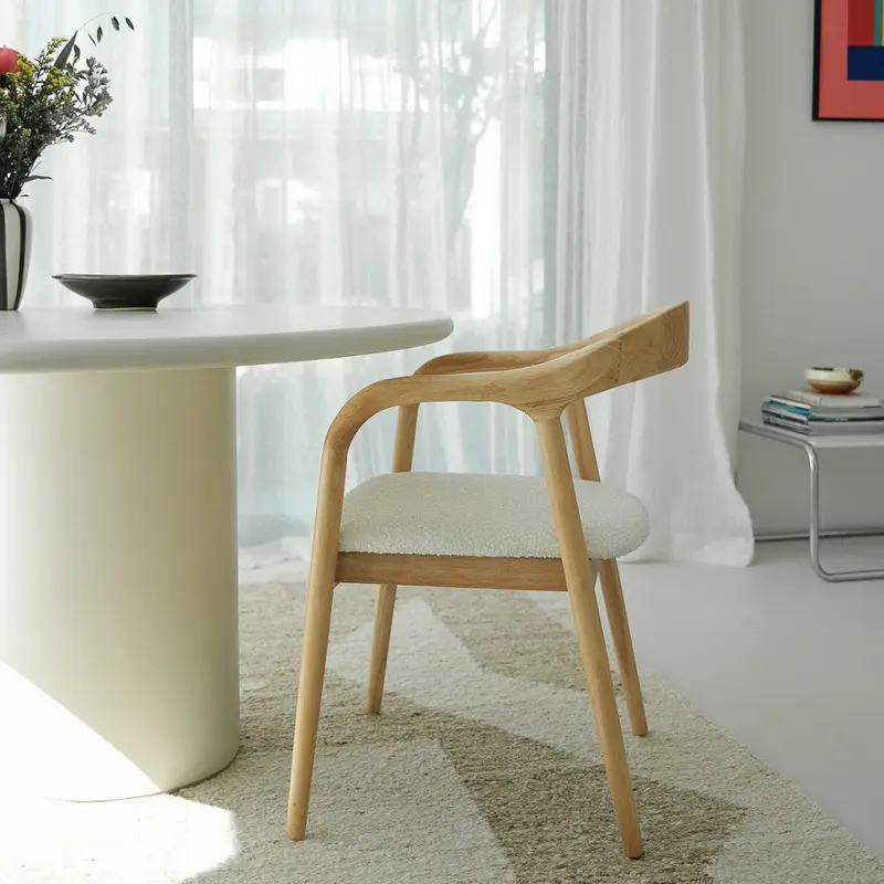 Silla de comedor - Muret - Asiento bouclé - Roble