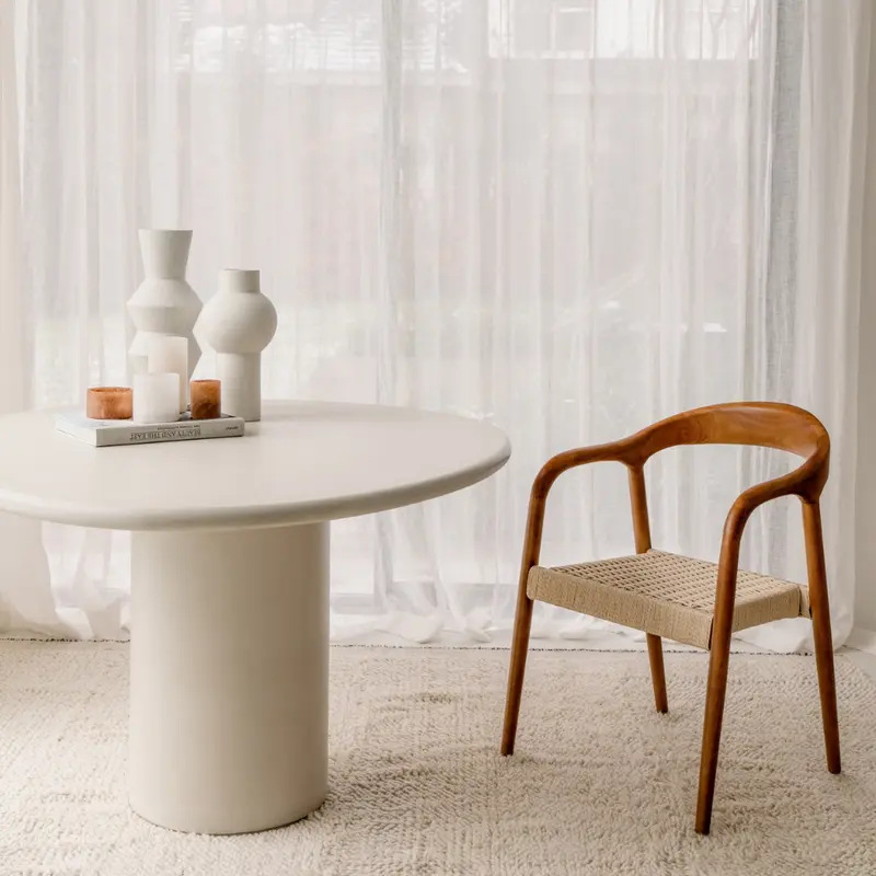 Silla de comedor - Muret - Asiento de cuerda tejida - Nogal claro