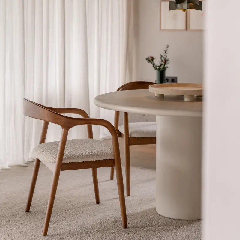 Silla de comedor nogal claro - Muret - Asiento de bouclé