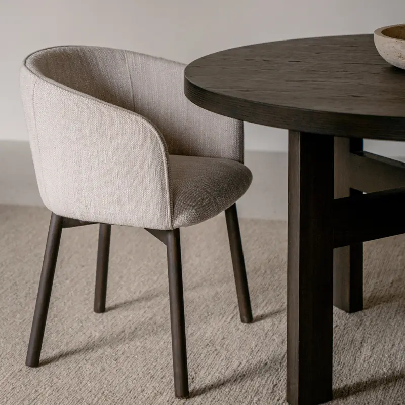 Silla de comedor Nox - color madera ahumada - tejido Sandstone moteado