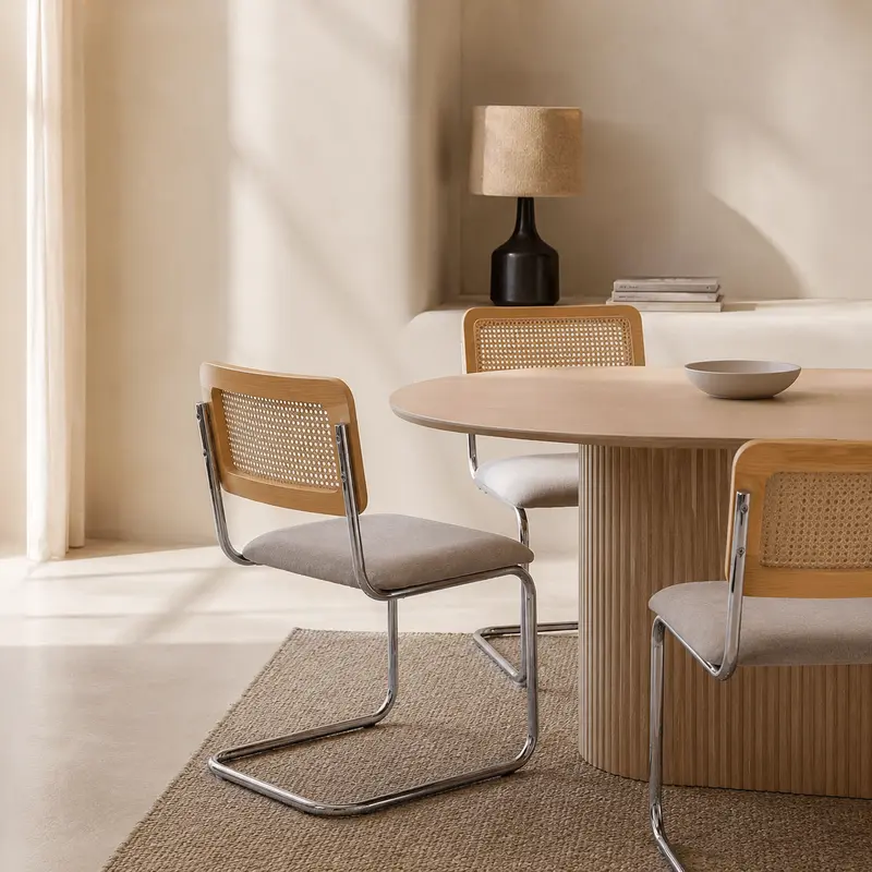 Silla de comedor ratán y tapizada Ninfa