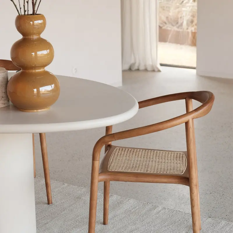 Silla de comedor Relax - Dubbo - Ratán - Nogal