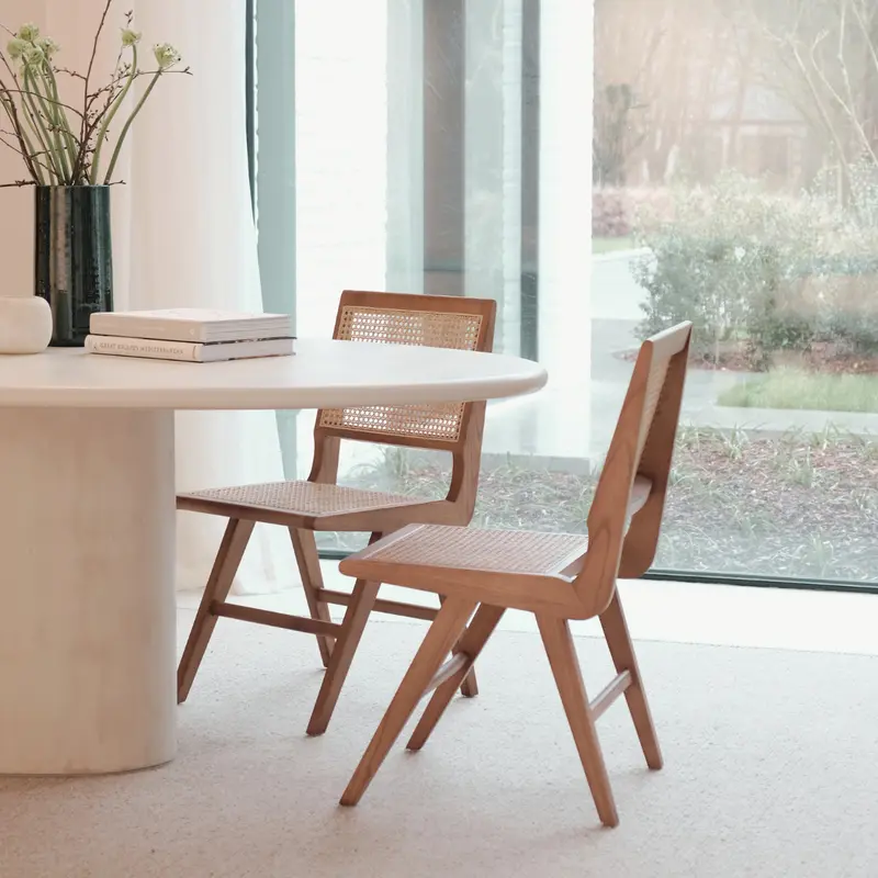 Silla de Comedor Retro Nogal/Ratán Natural - Ruben