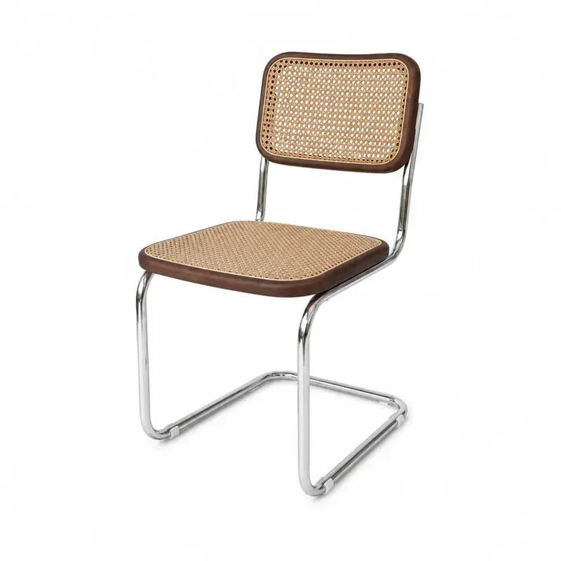 Silla de comedor Swing - Mimbre natural - Smoke/Cromo