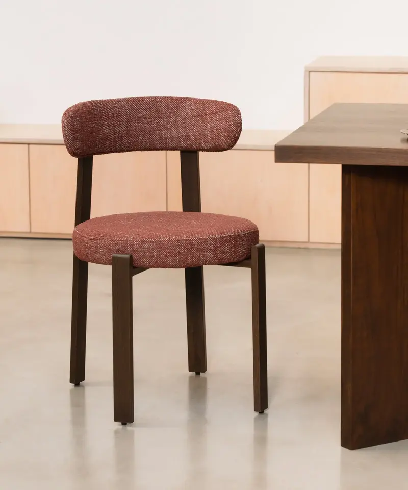 Silla de Comedor Tapizada y en Metal efecto Madera Aura