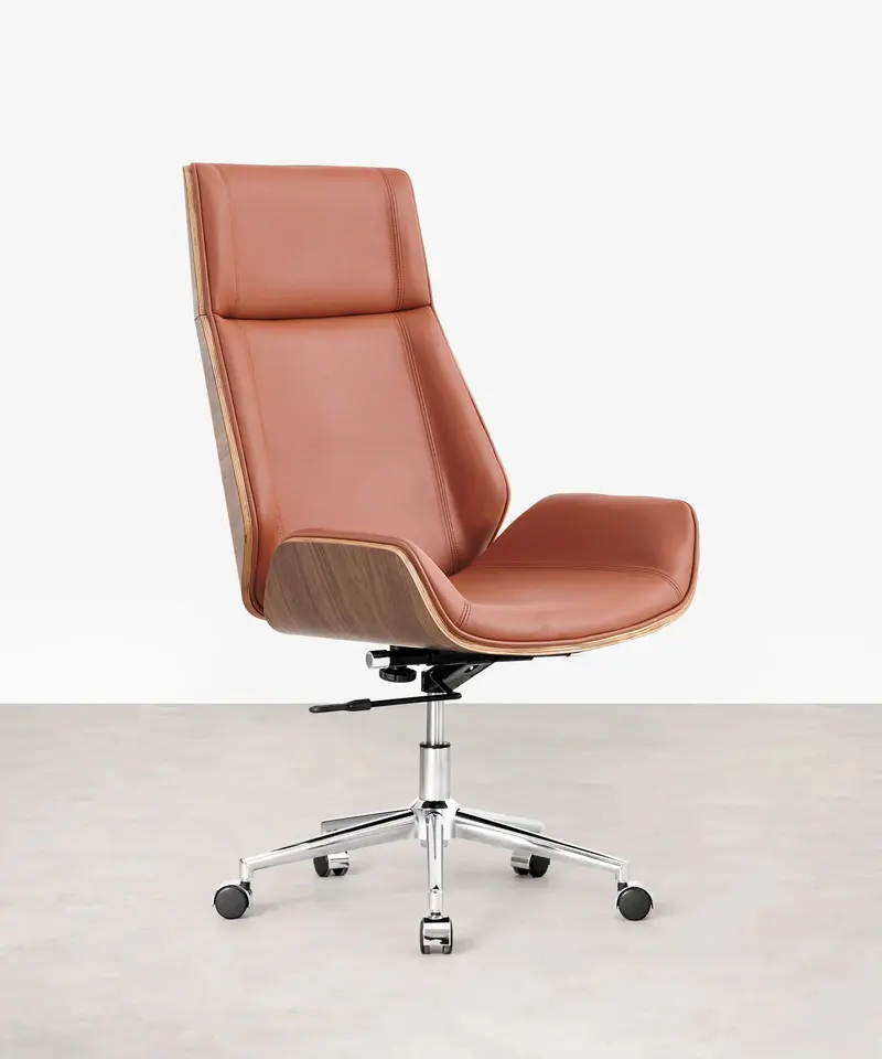 Silla de Escritorio de Piel y Madera Marvin