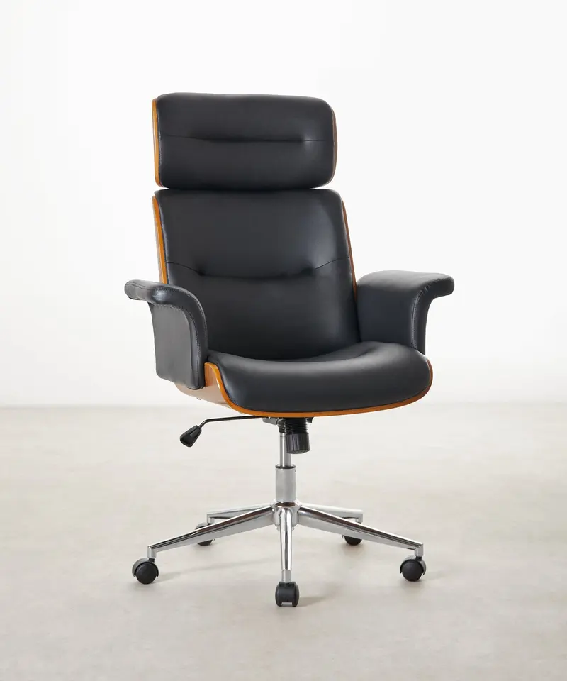 Silla de Escritorio de Polipiel y Madera Baltic