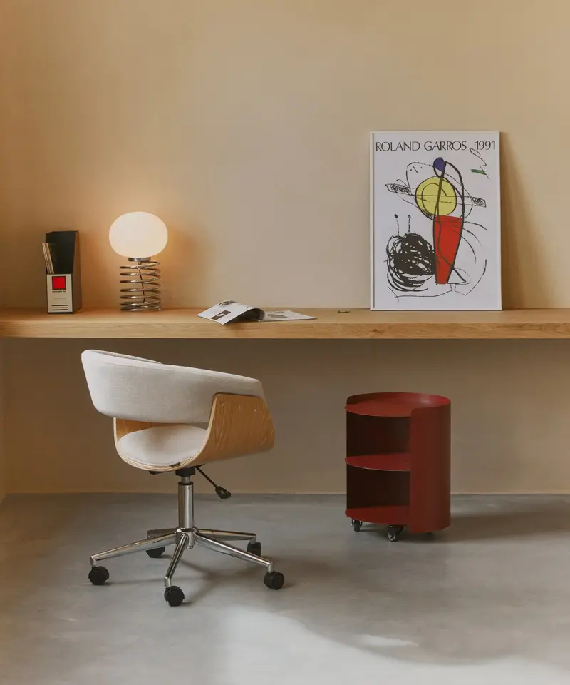 Silla de Escritorio de Polipiel y Madera Beckett