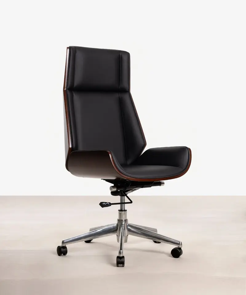 Silla de Escritorio de Polipiel y Madera Lyssa High
