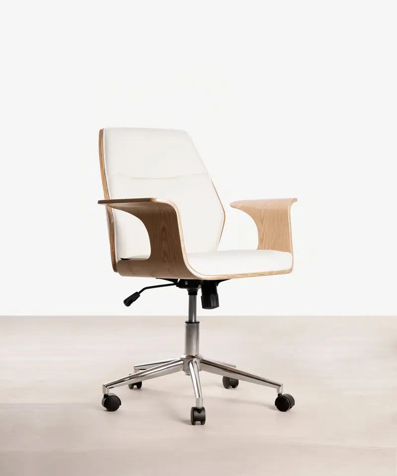 Silla de Escritorio de Polipiel y Madera Malibuu