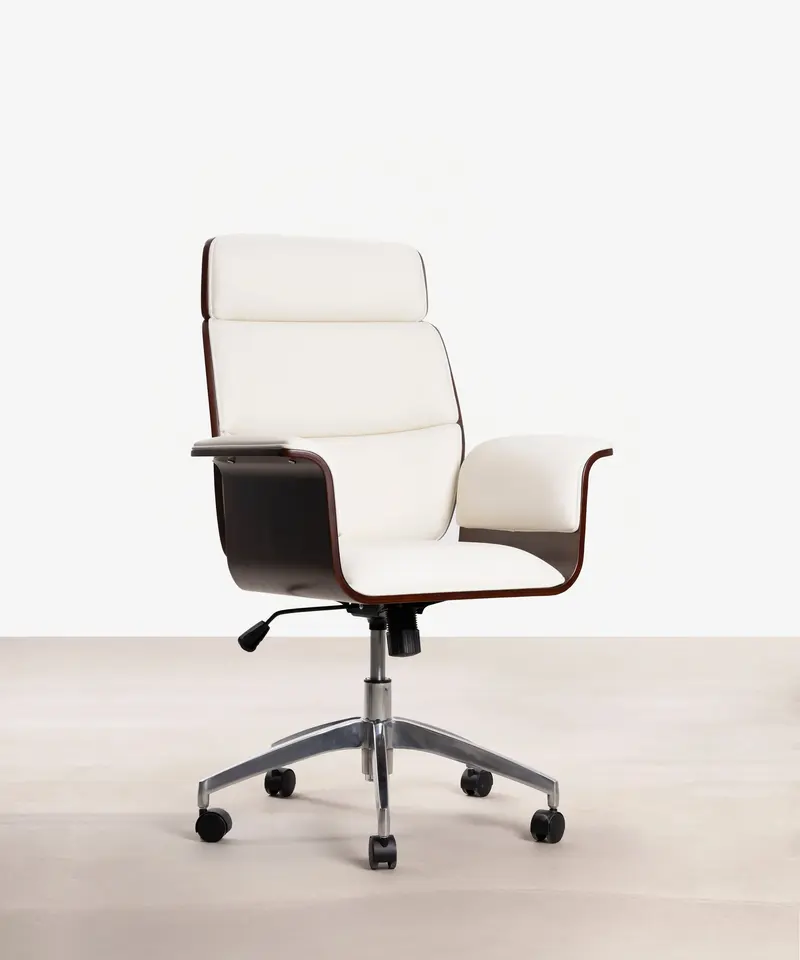 Silla de Escritorio de Polipiel y Madera Shiro