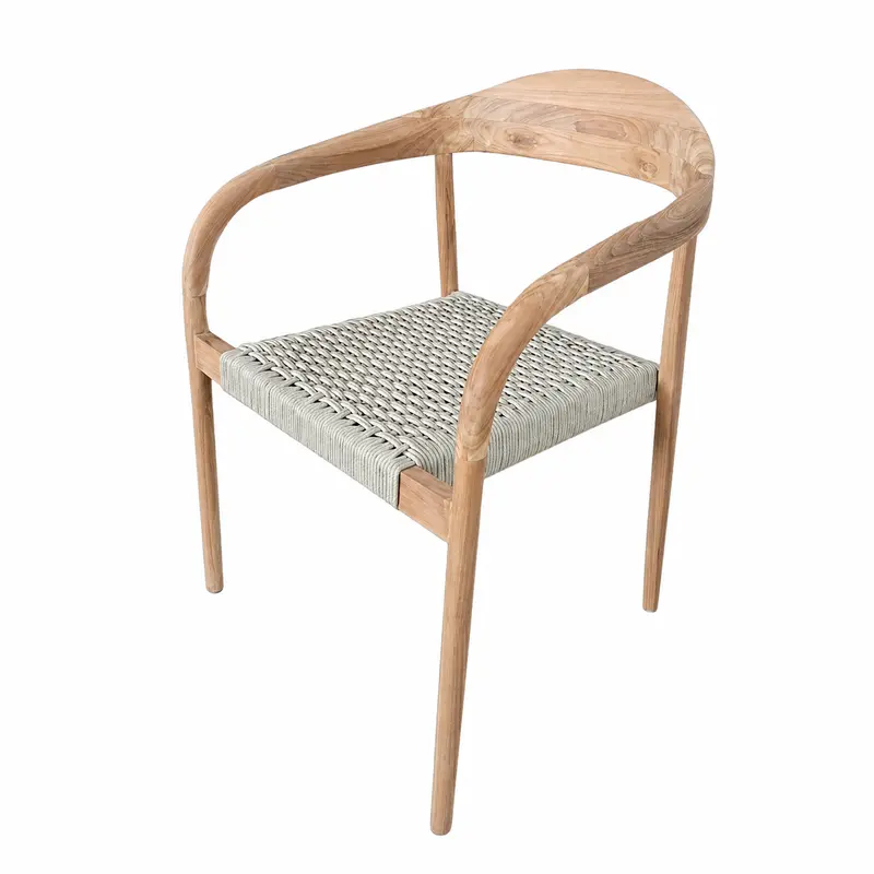 Silla de jardín Muret - H77,5 – Teca – Asiento de cuerda – Trenzado 2 por 2