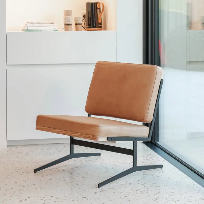 Silla de lectura - Lucy - Cuero coñac