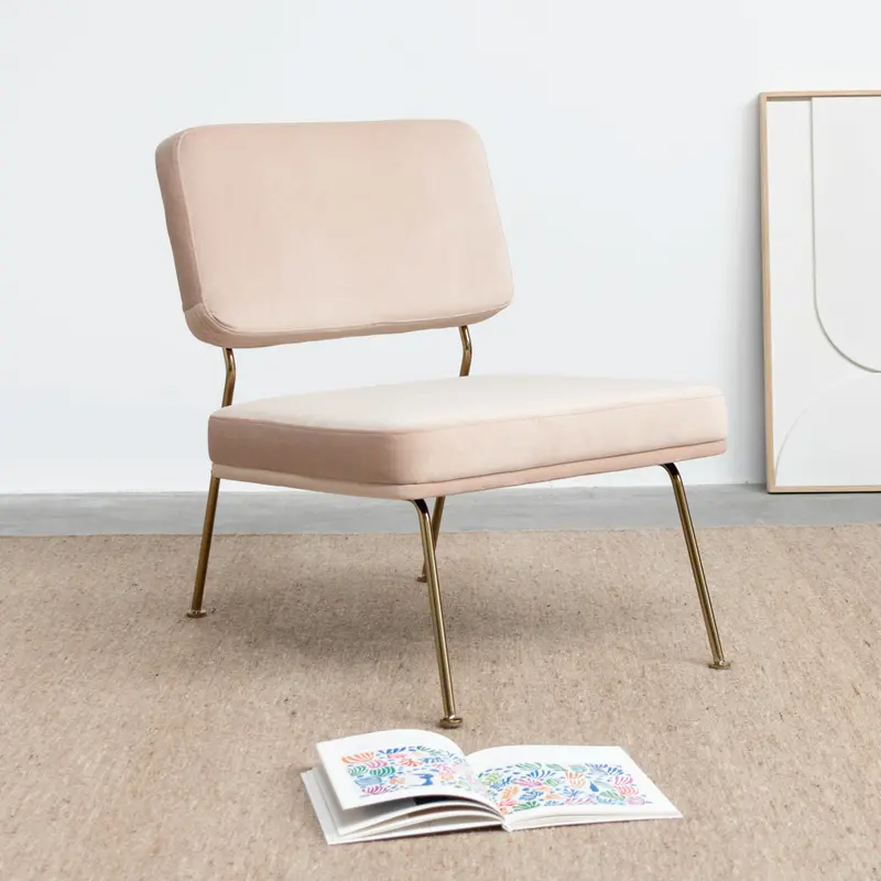 Silla Emma - Terciopelo Rosa - Latón