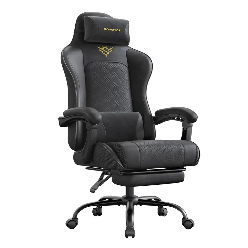 Silla gaming ergonómica con reposapiés y reposabrazos
