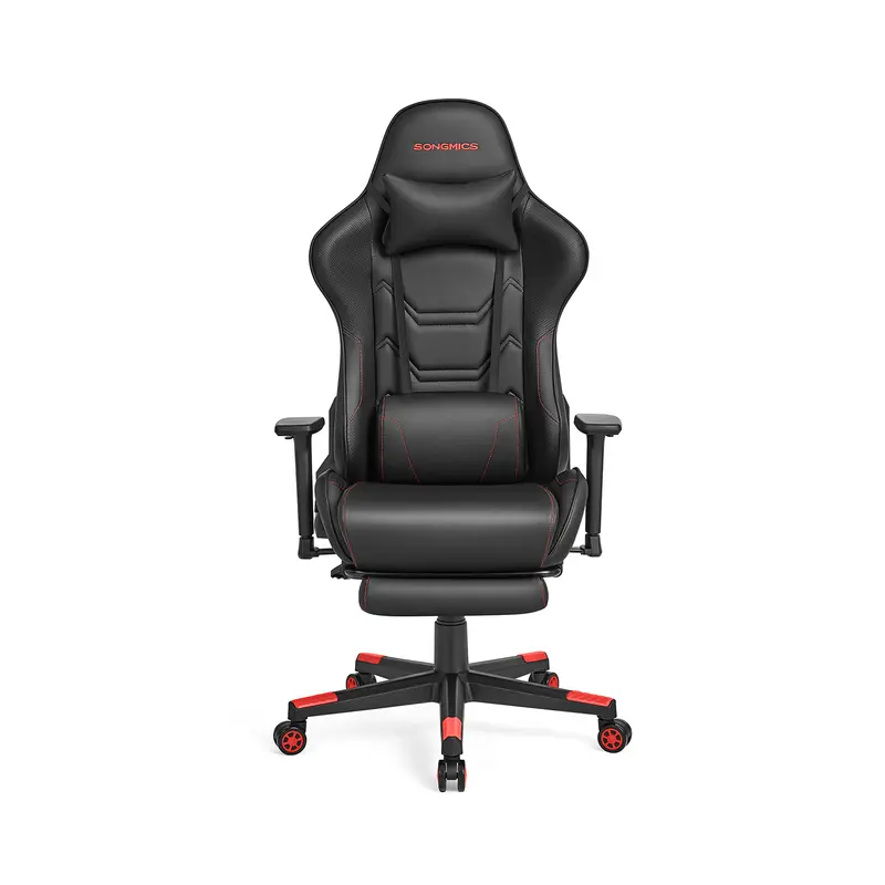 Silla Gaming Giratoria con Respaldo Inclinable Negro y Rojo