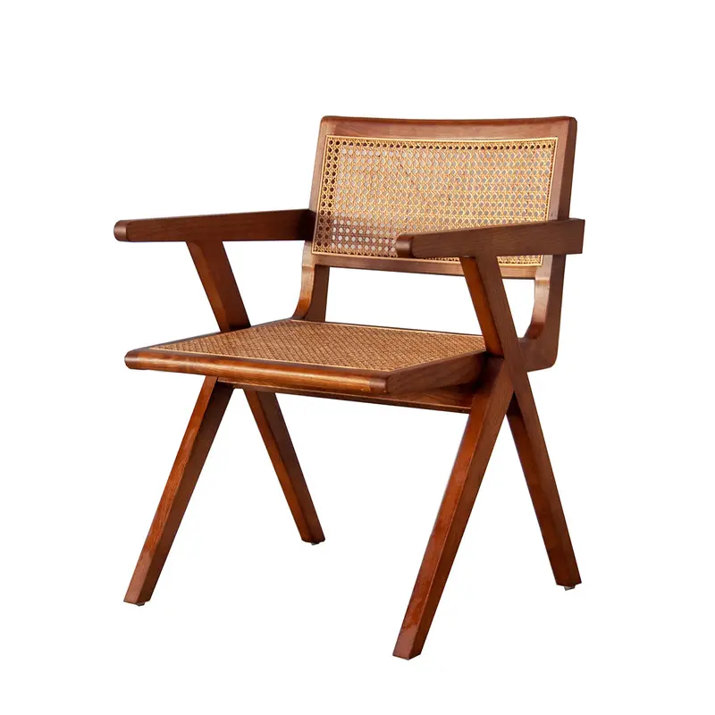 Silla Retro con Apoyabrazos en Nogal/Cane - Ruben