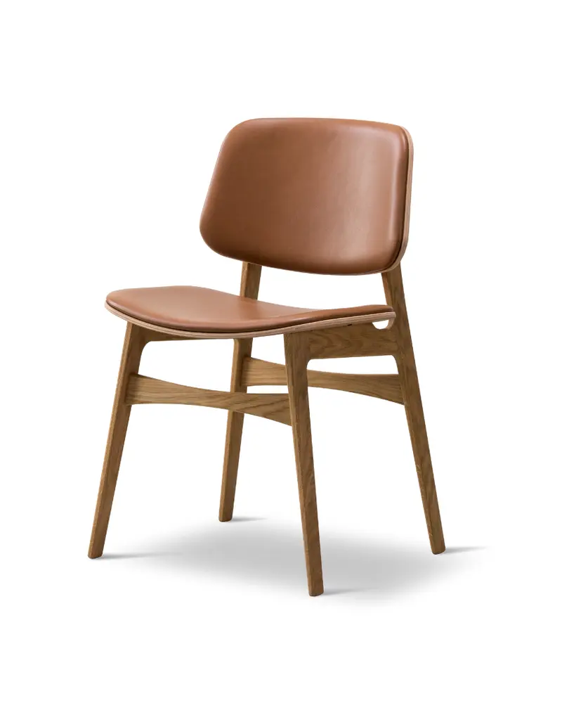 Silla Søborg Base Madera con frente tapizado