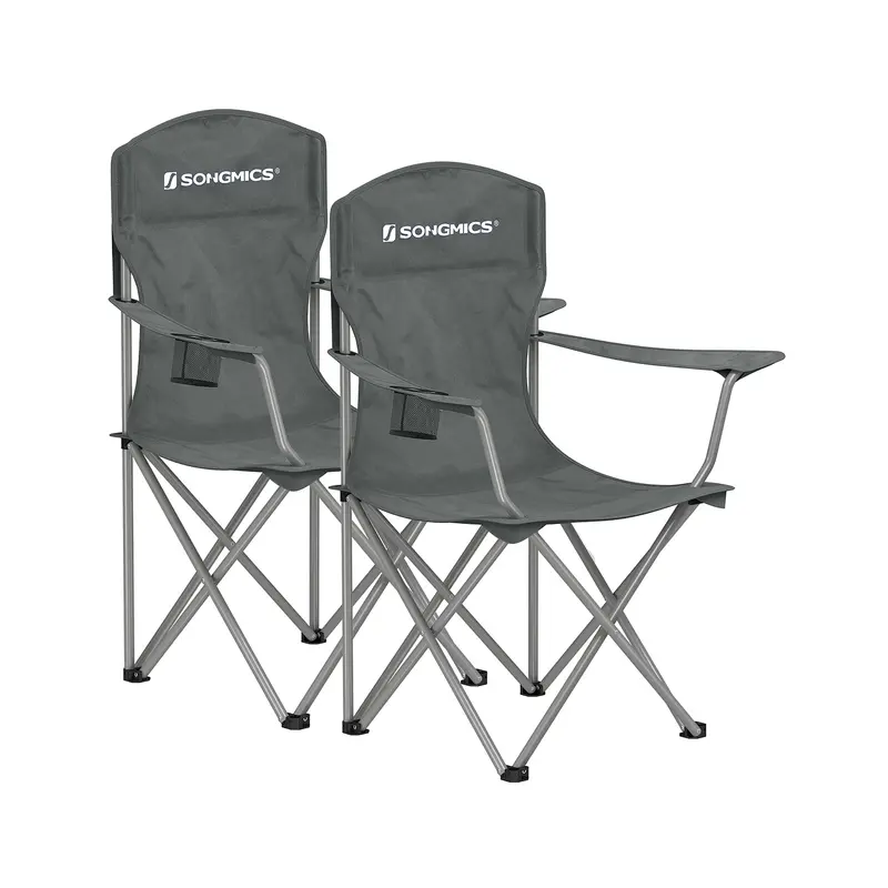 Sillas de Camping Exterior Respaldo Alto Apoyabrazos Bolsillo para Tazas