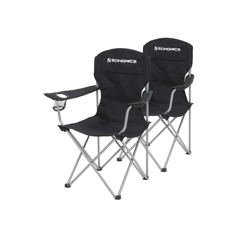 Sillas de Camping Exterior Respaldo Alto Apoyabrazos Portátil Plegable