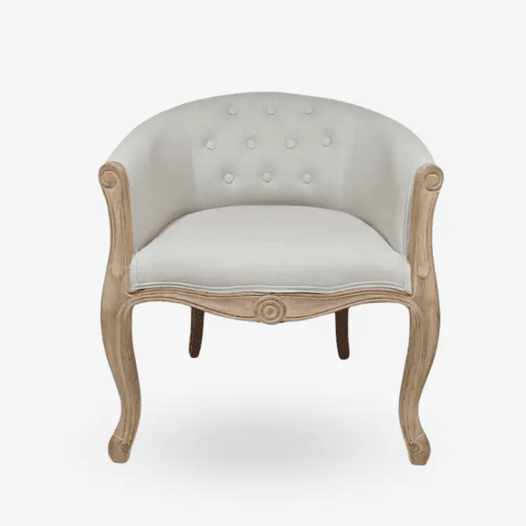 Sillón capitoné tapizado en madera natural Belle Époque