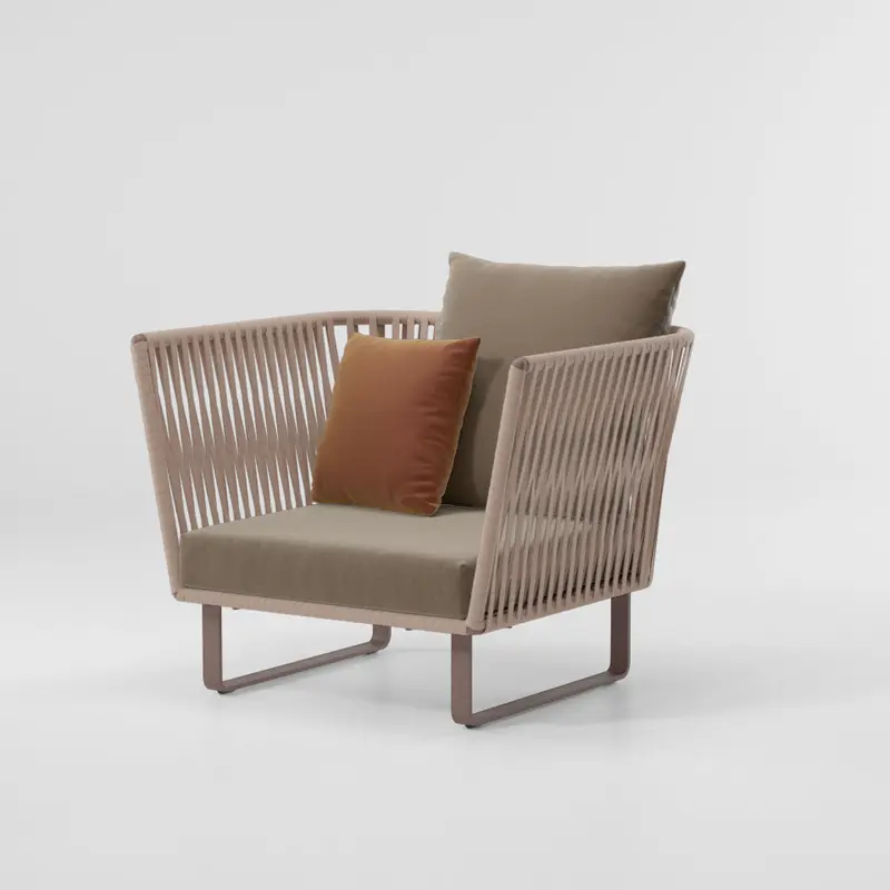 Sillón club Bitta Bela Rope | Pie de aluminio 08C | Cuerda Z07