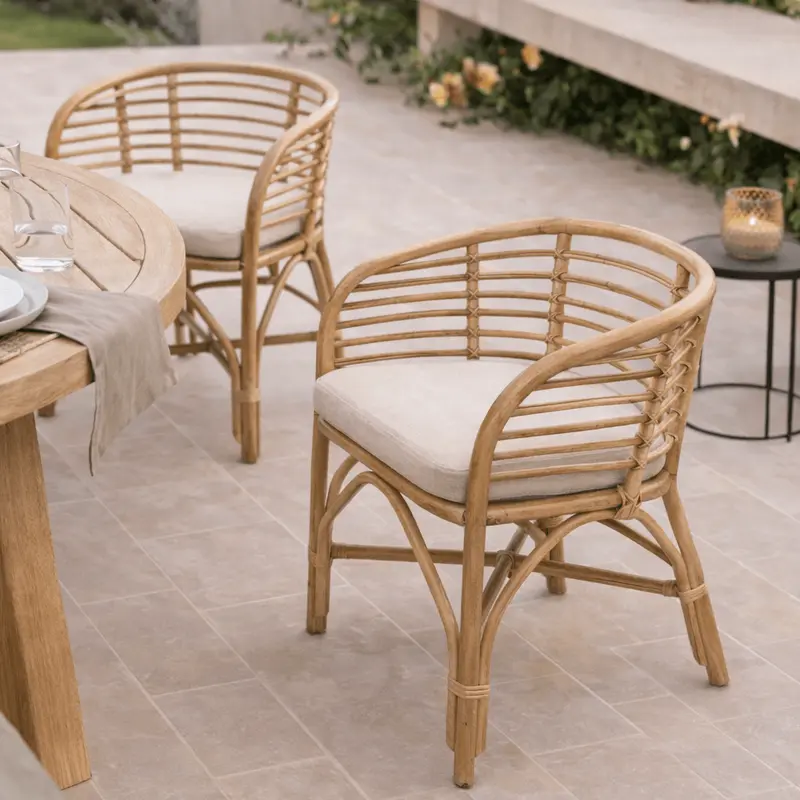 Sillón de comedor con brazos bambú natural Malawi