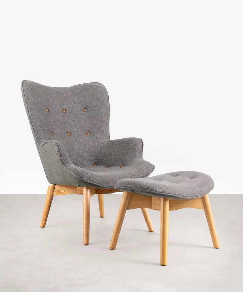 Sillon en Madera Tapizado en tela con Ottoman Featherston