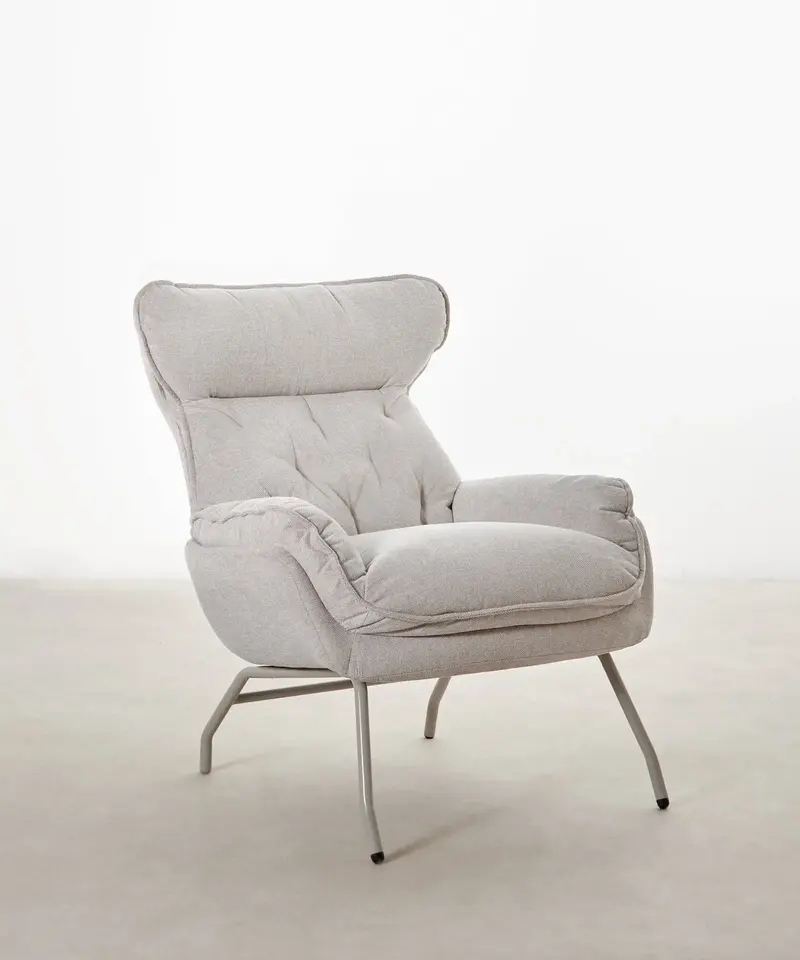 Sillón tapizado en tela suave Lennart