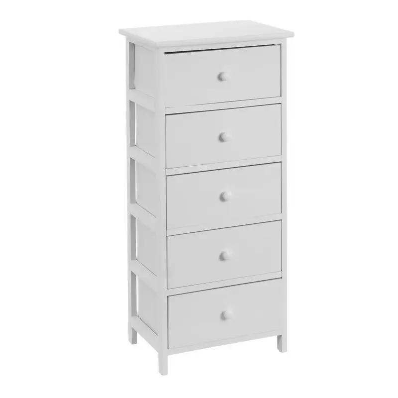 Sinfonier blanco de madera de paulonia con 5 cajones de 40x29x91 cm