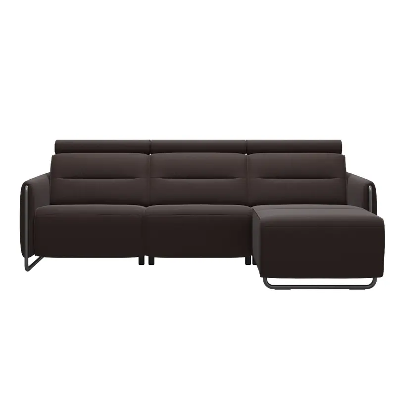 Sofá chaiselongue (M) con Long Seat modelo EMILY Stressless® Power™ Brazo Metal piel Paloma