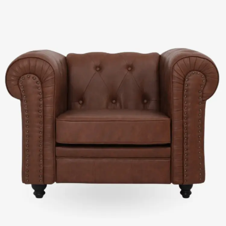 Sofá Chesterfield 1 plaza marrón vintage