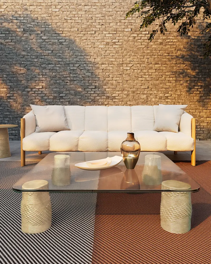 Sofá de 3 plazas Plumon | Pie de teca T01 |  Asiento 07L