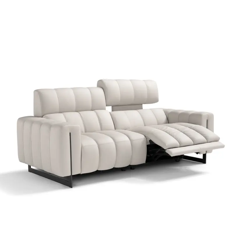 Sofá relax de diseño modelo HAMPTON con cabezal eléctrico ajustable en piel