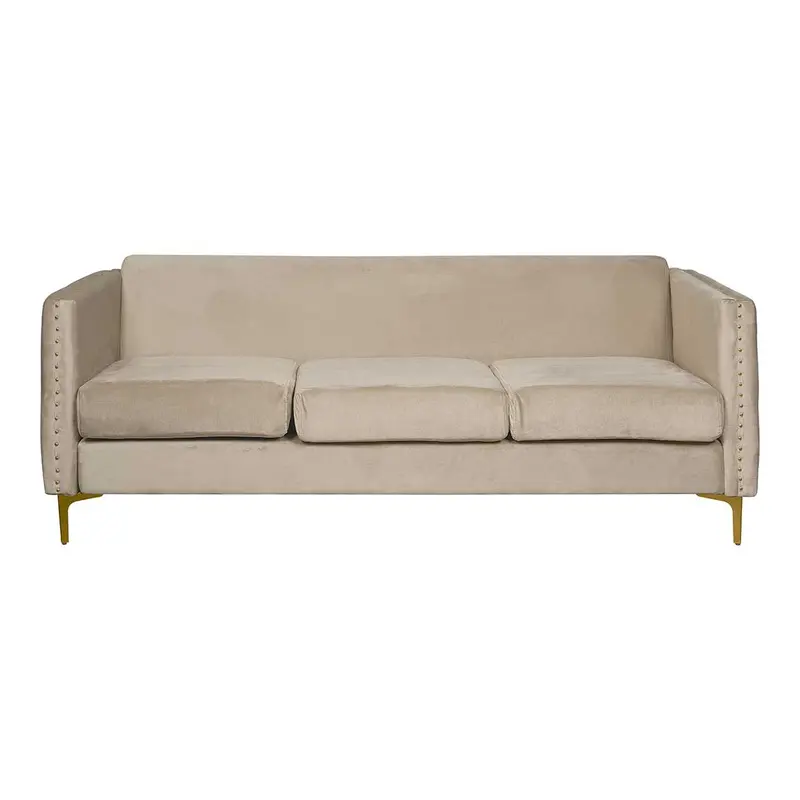 Sofá terciopelo beige 3 plazas Linna