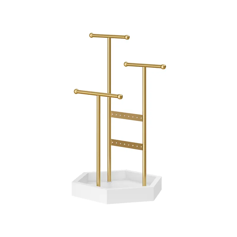 Soporte de Joyas Dorado y Blanco