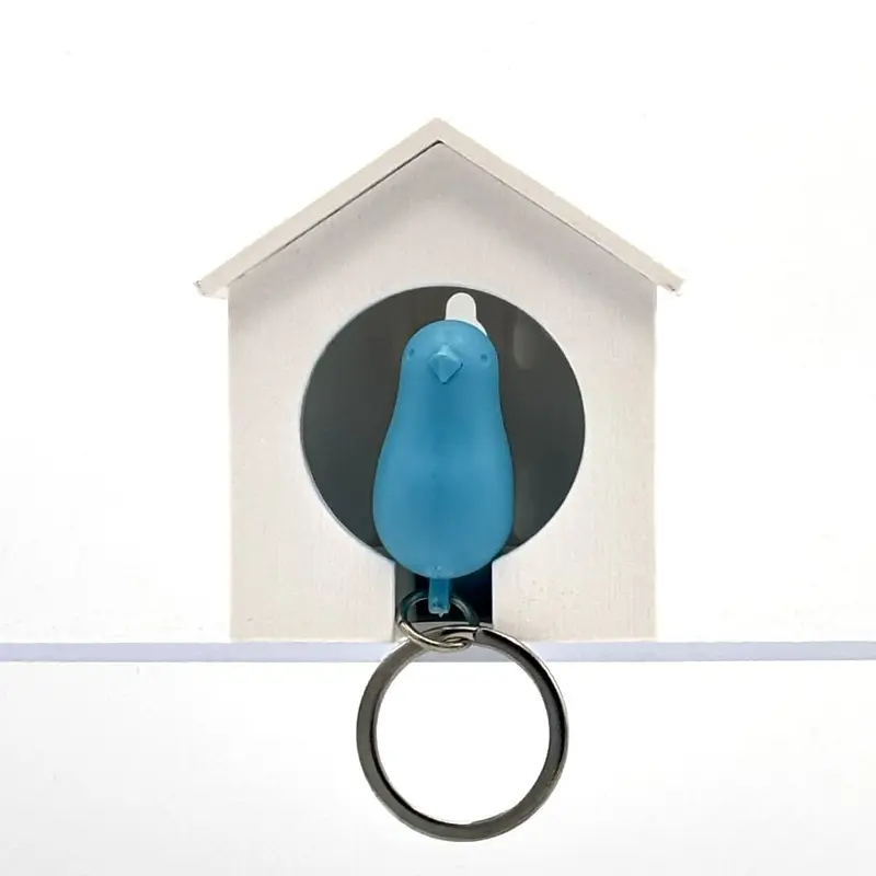 Sparrow Keyring White - Blue