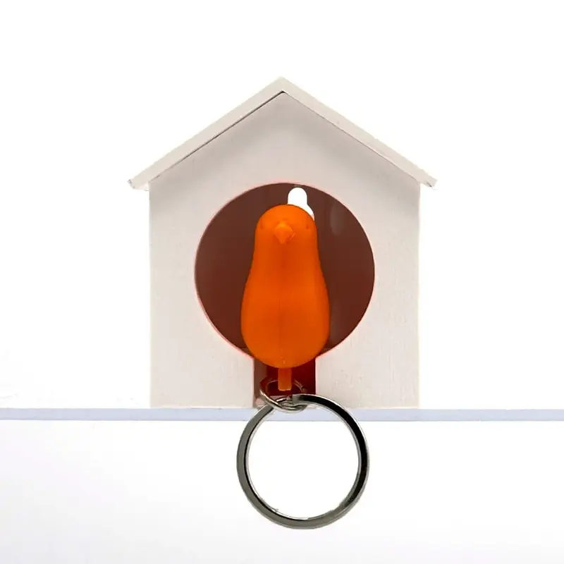 Sparrow Keyring White - Orange